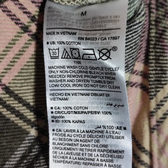 Old Navy flannel shirt women's size M pink white grey The Boyfriend Shirt - Picture 6 of 9